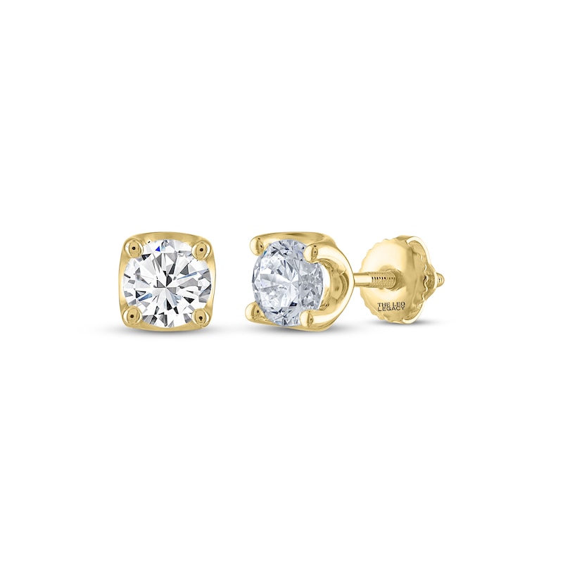 Main Image 1 of THE LEO Legacy Lab-Grown Diamond Round-Cut Solitaire Stud Earrings 1 ct tw 14K Yellow Gold (F/VS2)
