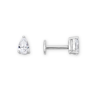 Rocksbox The Tori Pear-Shaped Lab-Grown Diamond Solitaire Stud Flat Back Earrings 1/3 ct tw Sterling Silver