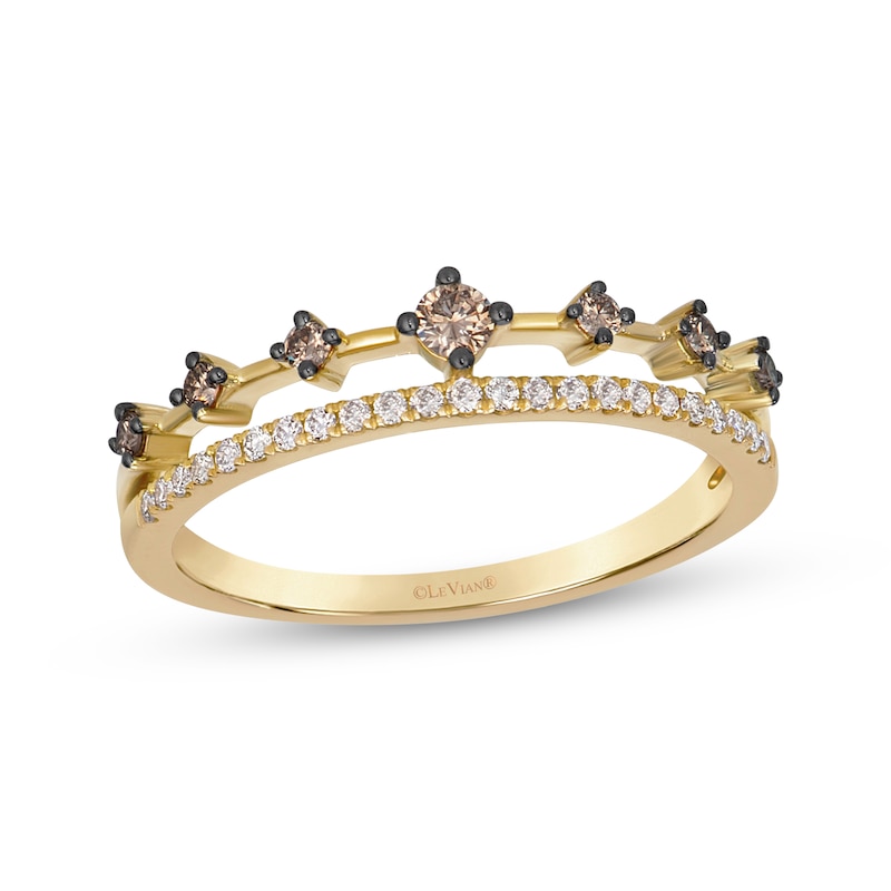 Main Image 1 of Le Vian Diamond Stackable Double Row Ring 1/4 ct tw 14K Honey Gold