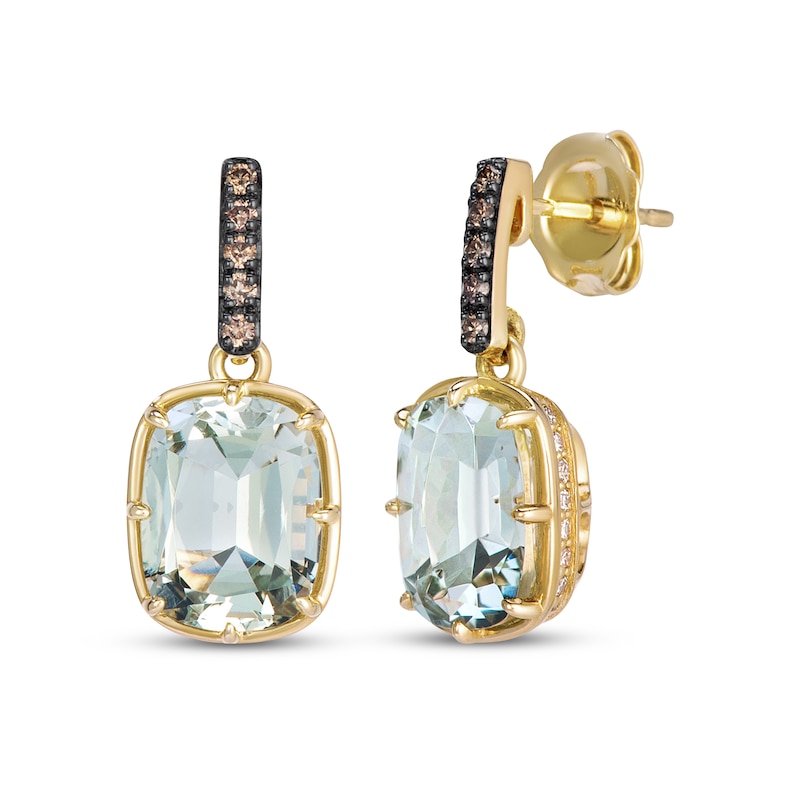 Main Image 1 of Le Vian Natural Green Quartz Drop Earrings 1/4 ct tw Diamonds 14K Honey Gold