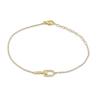 Diamond Stirrup Bracelet 1/20 ct tw 10K Yellow Gold 7.5"
