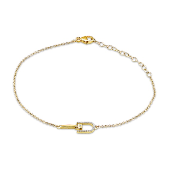 Diamond Stirrup Bracelet 1/20 ct tw 10K Yellow Gold 7.5"