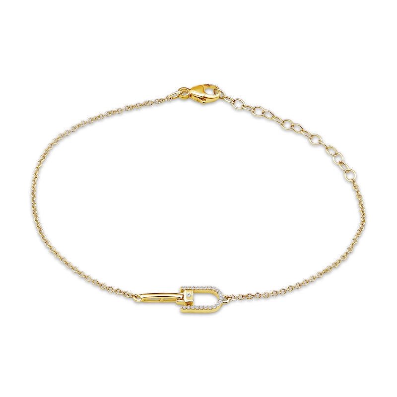 Main Image 1 of Diamond Stirrup Bracelet 1/20 ct tw 10K Yellow Gold 7.5"