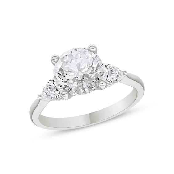 Now + Forever Three-Stone Natural Diamond Engagement Ring Setting 1/2 ct tw 18K White Gold