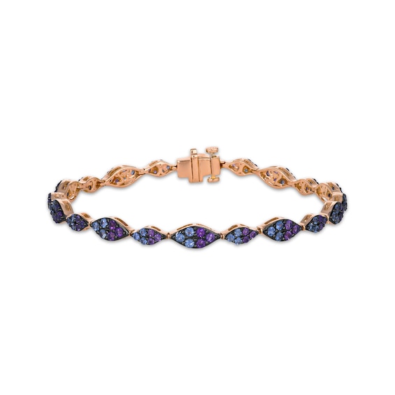 Le Vian Natural Blue Sapphire & Amethyst Marquise-Link Bracelet 14K Strawberry Gold 7"