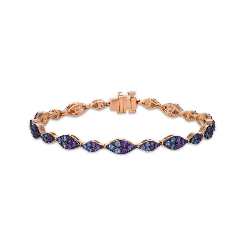 Main Image 1 of Le Vian Natural Blue Sapphire & Amethyst Marquise-Link Bracelet 14K Strawberry Gold 7"