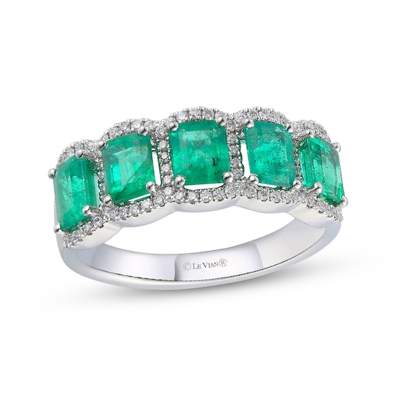 Le Vian Emerald-Cut Natural Emerald Ring 1/5 ct tw Diamonds Platinum