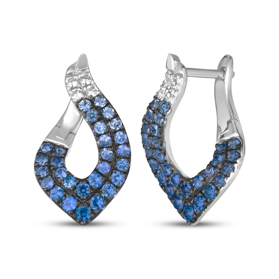 Le Vian Natural Denim Ombré Sapphire & White Sapphire Marquise Hoop Earrings 14K Vanilla Gold