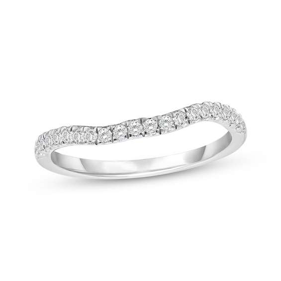 Now + Forever Round-Cut Diamond Curved Wedding Band 1/5 ct tw 14K White Gold