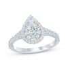 Thumbnail Image 1 of Now + Forever Pear-Shaped Diamond Double-Halo Engagement Ring 1 ct tw 14K White Gold