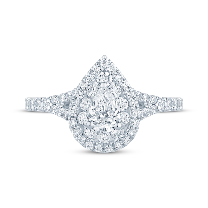 Main Image 3 of Now + Forever Pear-Shaped Diamond Double-Halo Engagement Ring 1 ct tw 14K White Gold