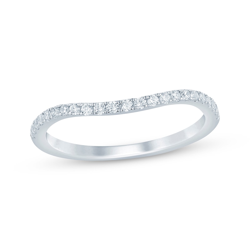 Main Image 1 of Now + Forever Diamond Curved Wedding Band 1/5 ct tw 14K White Gold