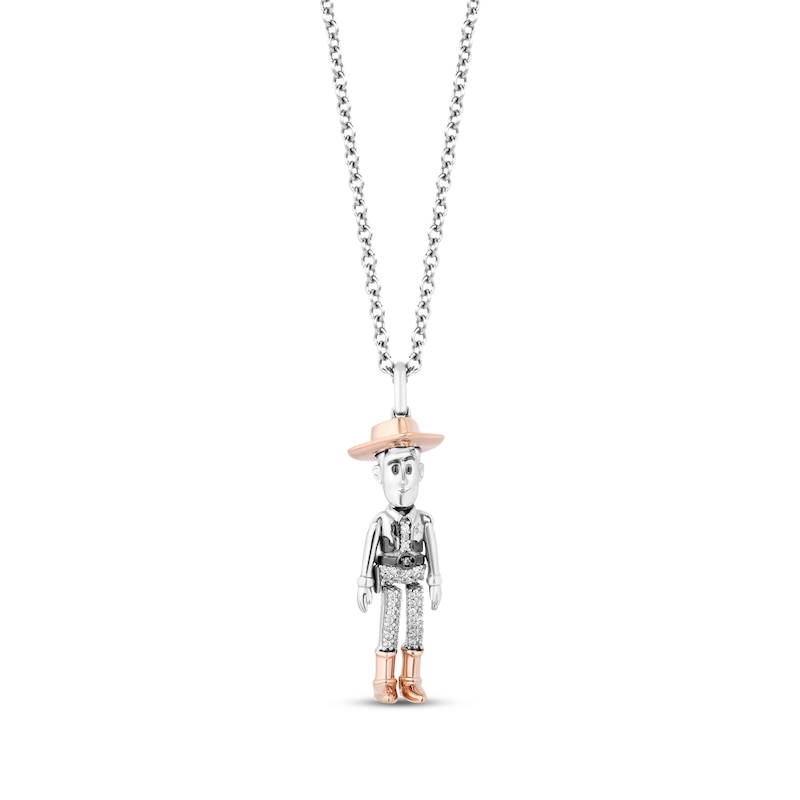 Main Image 1 of Disney Treasures Toy Story &quot;Woody&quot; Diamond Necklace 1/15 ct tw Sterling Silver & 10K Rose Gold 19&quot;