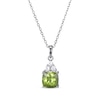 Thumbnail Image 1 of Cushion-Cut Peridot & Round-Cut White Lab-Created Sapphire Necklace Sterling Silver 18“