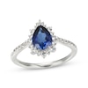 Thumbnail Image 1 of Pear-Shaped Blue Lab-Created Sapphire & White Lab-Created Sapphire Ring Sterling Silver