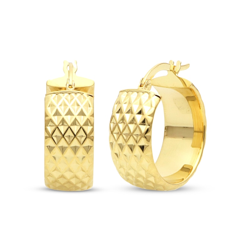Italian Brilliance Diamond-Cut Hoop Earrings 14K Yellow Gold 15mm | Kay