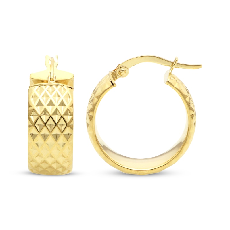 Italian Brilliance Diamond-Cut Hoop Earrings 14K Yellow Gold 15mm