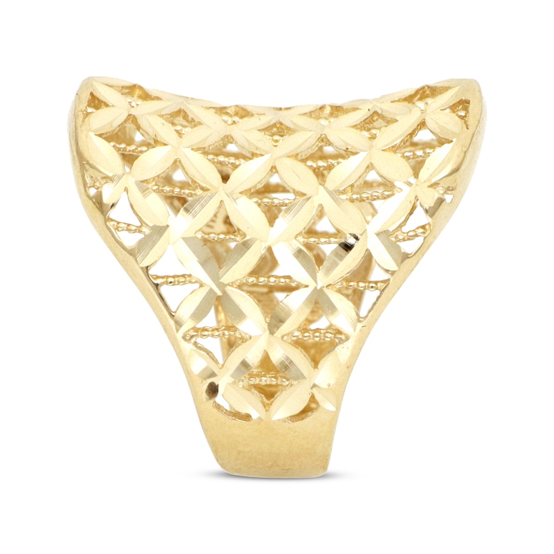 Main Image 2 of Italian Brilliance Diamond-Cut Tapered Concave Ring 14K Yellow Gold - Size 7