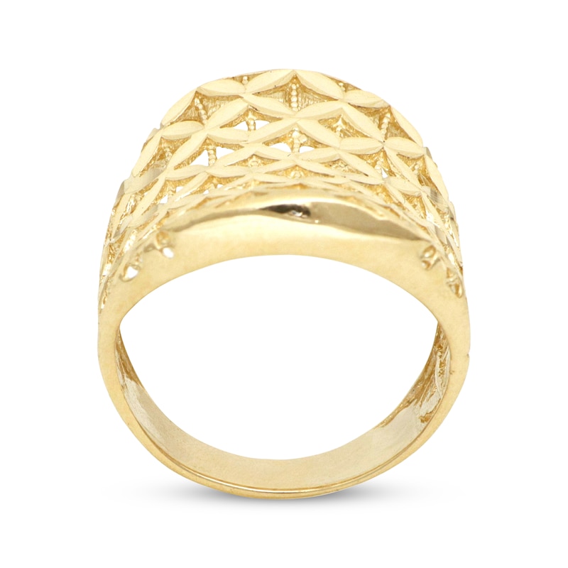 Italian Brilliance Diamond-Cut Tapered Concave Ring 14K Yellow Gold - Size 7