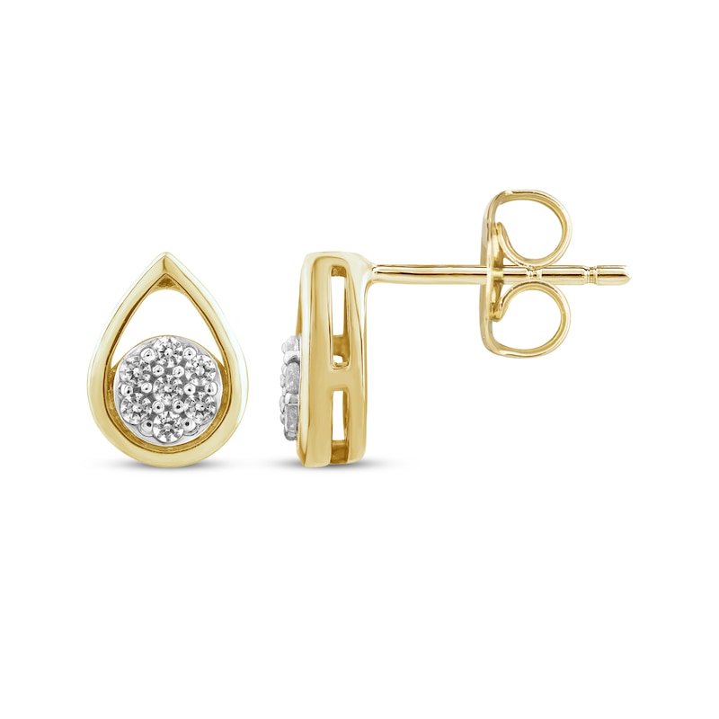 Main Image 1 of Multi-Diamond Teardrop Stud Earrings 1/10 ct tw 10K Yellow Gold