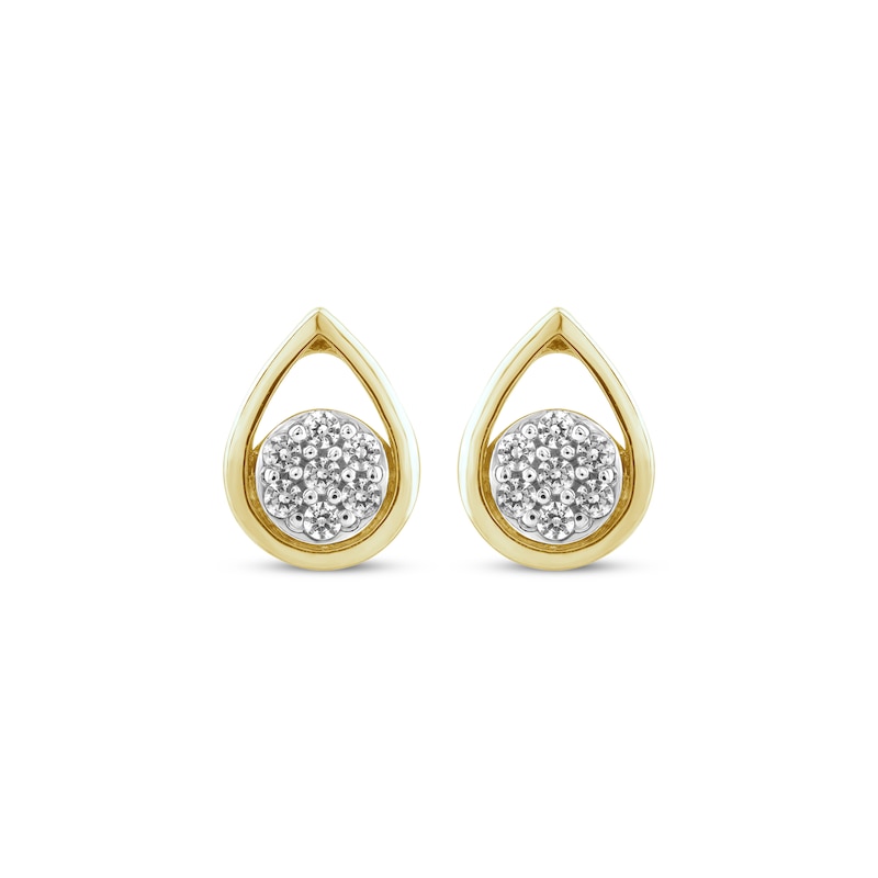 Main Image 2 of Multi-Diamond Teardrop Stud Earrings 1/10 ct tw 10K Yellow Gold