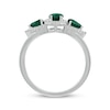 Thumbnail Image 3 of Oval-Cut & Pear-Shaped Lab-Created Emerald & White Lab-Created Sapphire Three-Stone Ring Sterling Silver