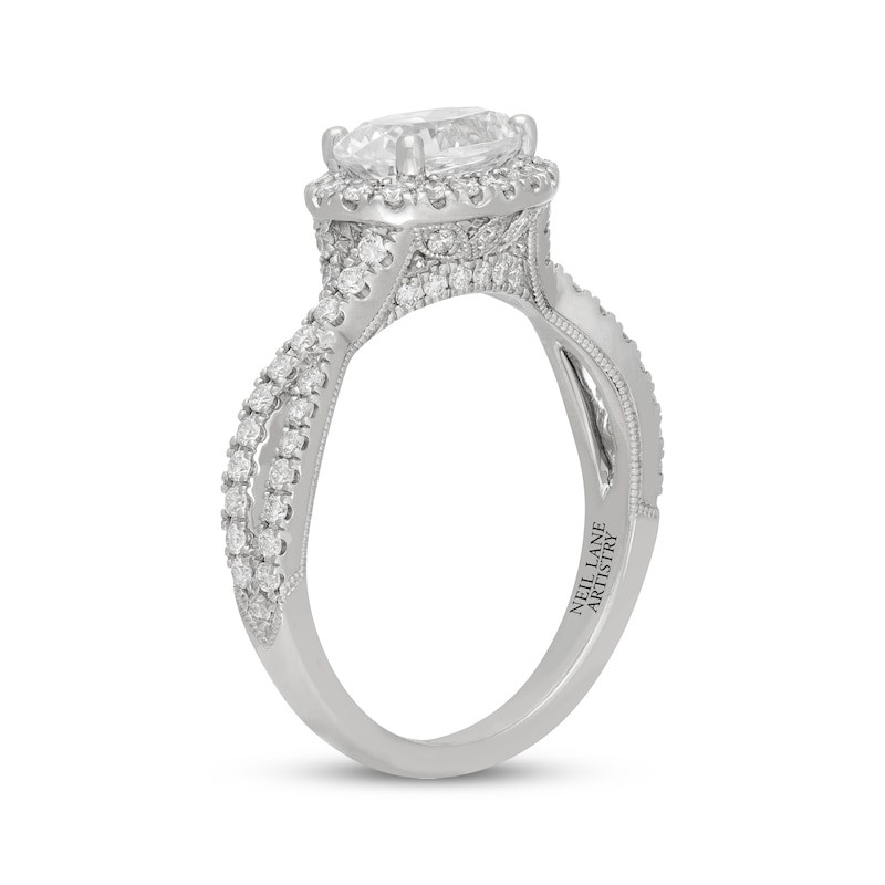 Main Image 2 of Neil Lane Artistry East West Oval-Cut Lab-Grown Diamond Halo Engagement Ring 1-1/2 ct tw 14K White Gold