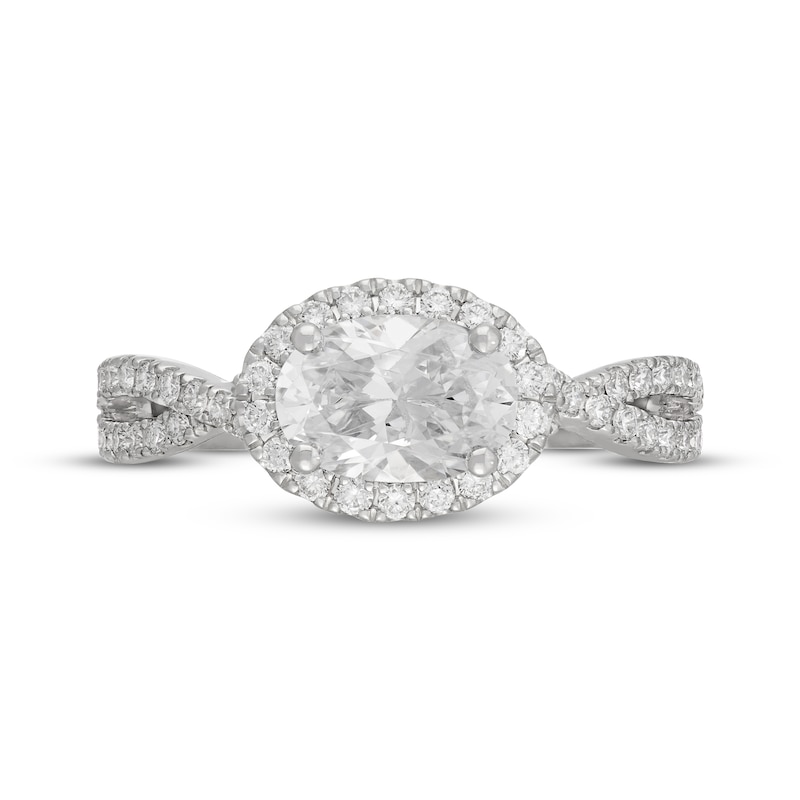 Main Image 3 of Neil Lane Artistry East West Oval-Cut Lab-Grown Diamond Halo Engagement Ring 1-1/2 ct tw 14K White Gold