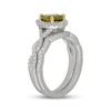 Thumbnail Image 2 of Neil Lane Pear-Shaped Peridot & Diamond Halo Bridal Set 1/2 ct tw 14K White Gold