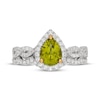 Thumbnail Image 3 of Neil Lane Pear-Shaped Peridot & Diamond Halo Bridal Set 1/2 ct tw 14K White Gold