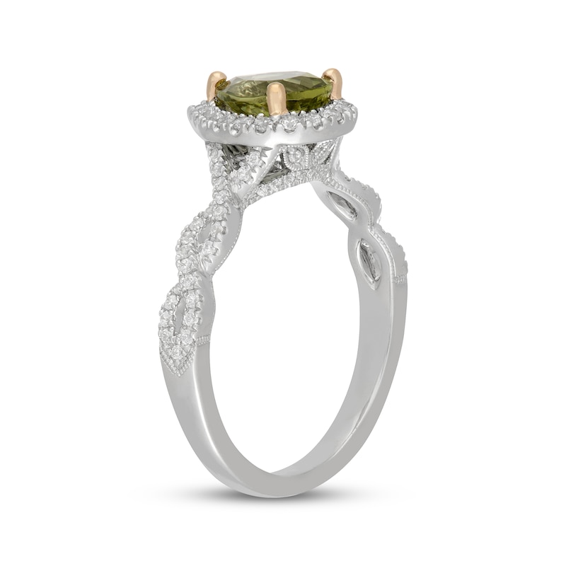 Main Image 5 of Neil Lane Pear-Shaped Peridot & Diamond Halo Engagement Ring 3/8 ct tw 14K White Gold