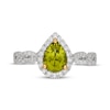 Thumbnail Image 6 of Neil Lane Pear-Shaped Peridot & Diamond Halo Engagement Ring 3/8 ct tw 14K White Gold