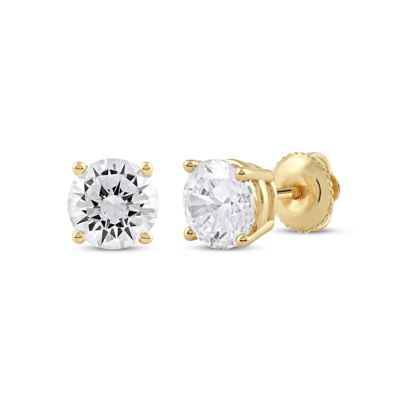 Main Image 1 of KAY Lab-Grown Diamonds Round-Cut Solitaire Stud Earrings 2 ct tw 14K Yellow Gold (F/SI2)