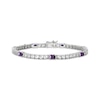 Thumbnail Image 1 of Emerald-Cut Amethyst & White Lab-Created Sapphire Bracelet Sterling Silver 7.25&quot;