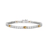 Thumbnail Image 1 of Emerald-Cut Citrine & White Lab-Created Sapphire Station Bracelet Sterling Silver 7.25"