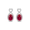 Thumbnail Image 2 of Oval-Cut Lab-Created Ruby & White Lab-Created Sapphire Twisted Heart Drop Earrings Sterling Silver