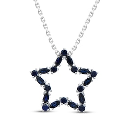 Marquise & Round-Cut Blue Lab-Created Sapphire Star Necklace Sterling Silver 18"