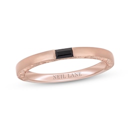 Neil Lane Baguette-Cut Black Diamond Wedding Band 1/10 ct tw 14K Rose Gold