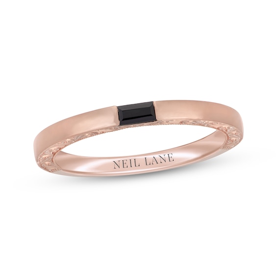 Neil Lane Baguette-Cut Black Diamond Wedding Band 1/10 ct tw 14K Rose Gold