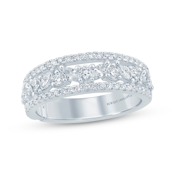 Monique Lhuillier Bliss Marquise & Round-Cut Lab-Created Diamond Anniversary Ring 3/4 ct tw 18K White Gold