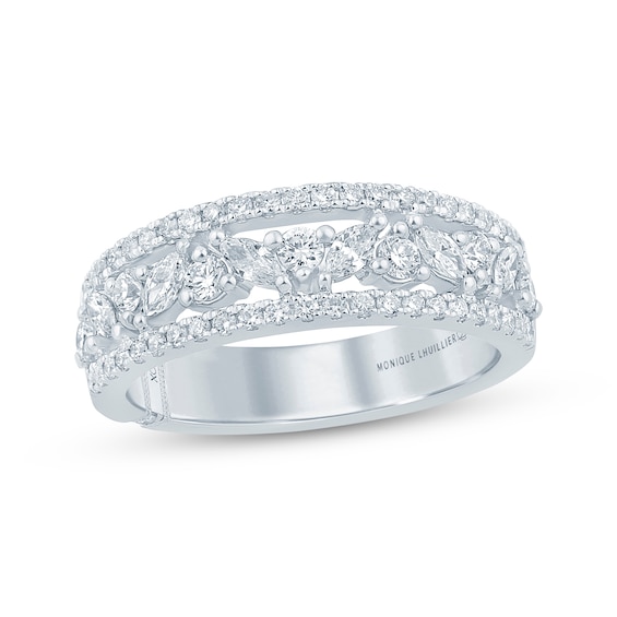 Monique Lhuillier Bliss Marquise & Round-Cut Lab-Grown Diamond Anniversary Ring 3/4 ct tw 18K White Gold