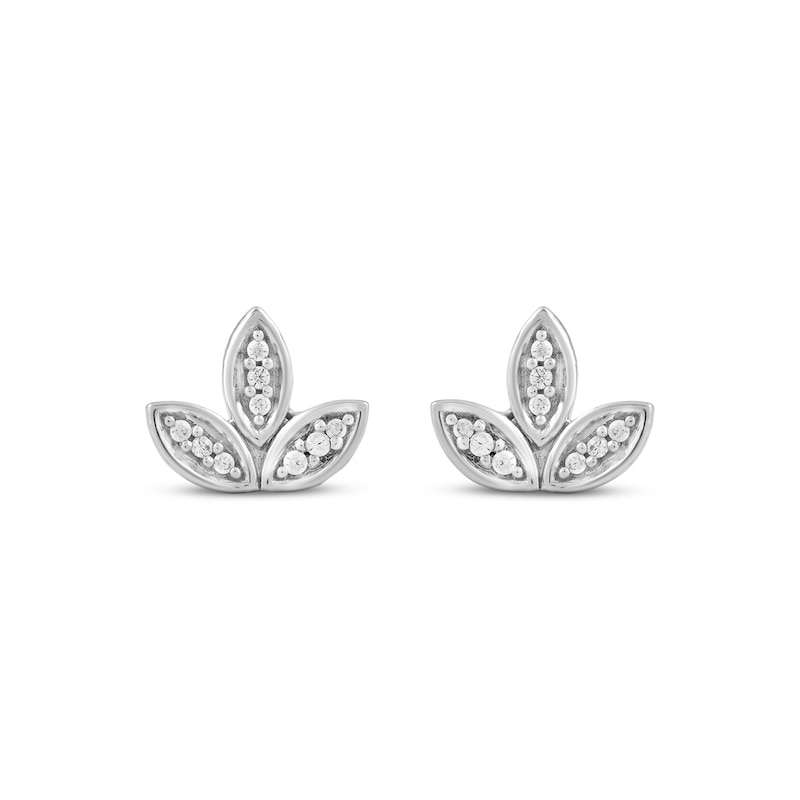 Main Image 2 of Diamond Leaf Stud Earrings 1/20 ct tw Sterling Silver
