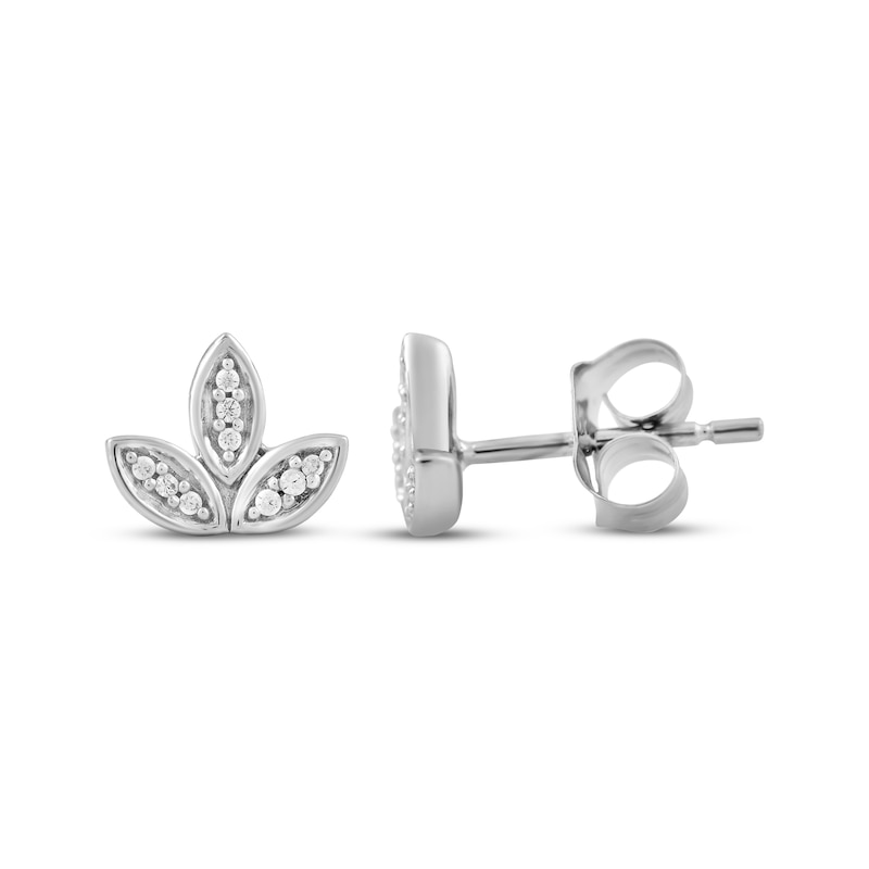 Main Image 3 of Diamond Leaf Stud Earrings 1/20 ct tw Sterling Silver