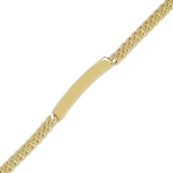 Hollow Curb Chain ID Bracelet 10K Yellow Gold 8"