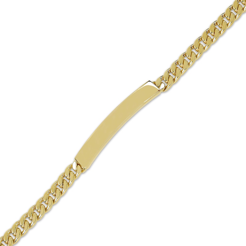 Hollow Curb Chain ID Bracelet 10K Yellow Gold 8"