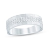 Thumbnail Image 1 of Now + Forever Men's Diamond Angled Sandblast Wedding Band 1/2 ct tw 10K White Gold
