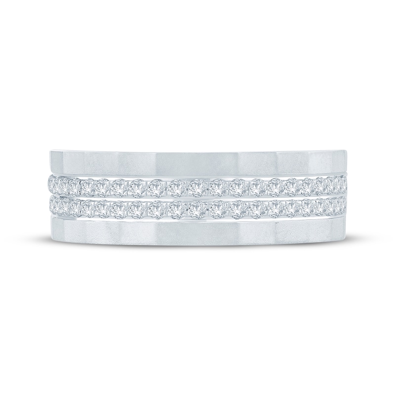 Main Image 3 of Now + Forever Men's Diamond Angled Sandblast Wedding Band 1/2 ct tw 10K White Gold