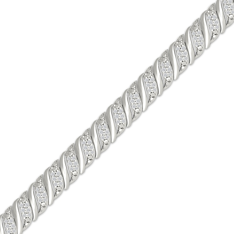 Main Image 2 of Diamond Alternating S-Link Bracelet 1 ct tw Sterling Silver 7"