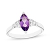 Thumbnail Image 1 of Marquise-Cut Amethyst & White Lab-Created Sapphire Ring Sterling Silver