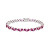 Thumbnail Image 1 of Pear-Shaped Lab-Created Ruby & White Lab-Created Sapphire Bracelet 7.25&quot;